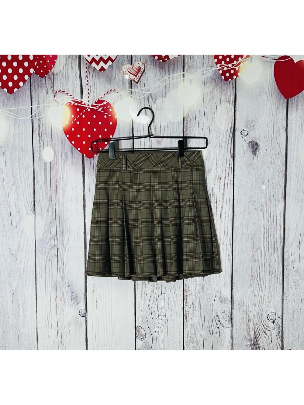 Aritzia Sunday Best Plaid Pleated Mini Skirt Brown Olive Green Womens Size 0